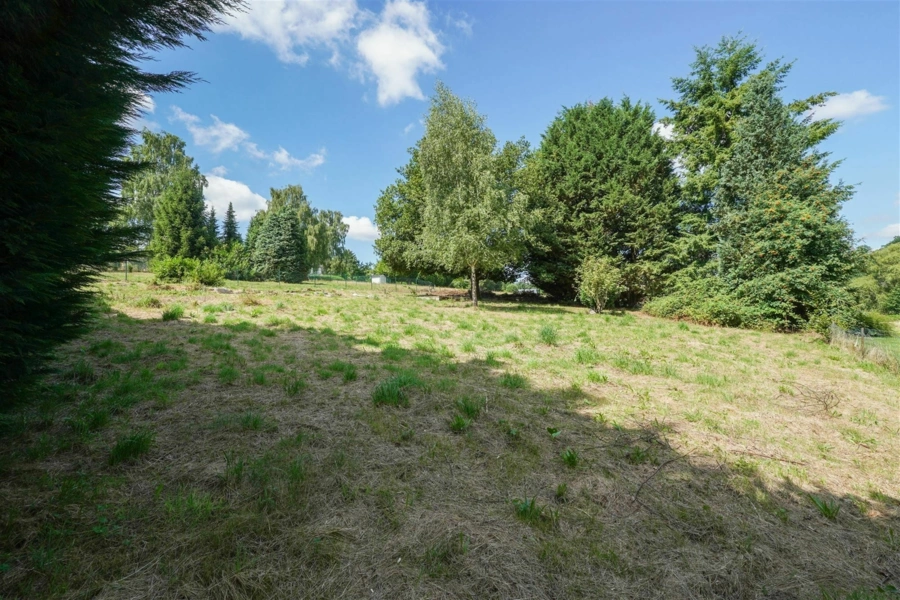 Terrain de pres de 12 ares 50 CA bordé par les champs